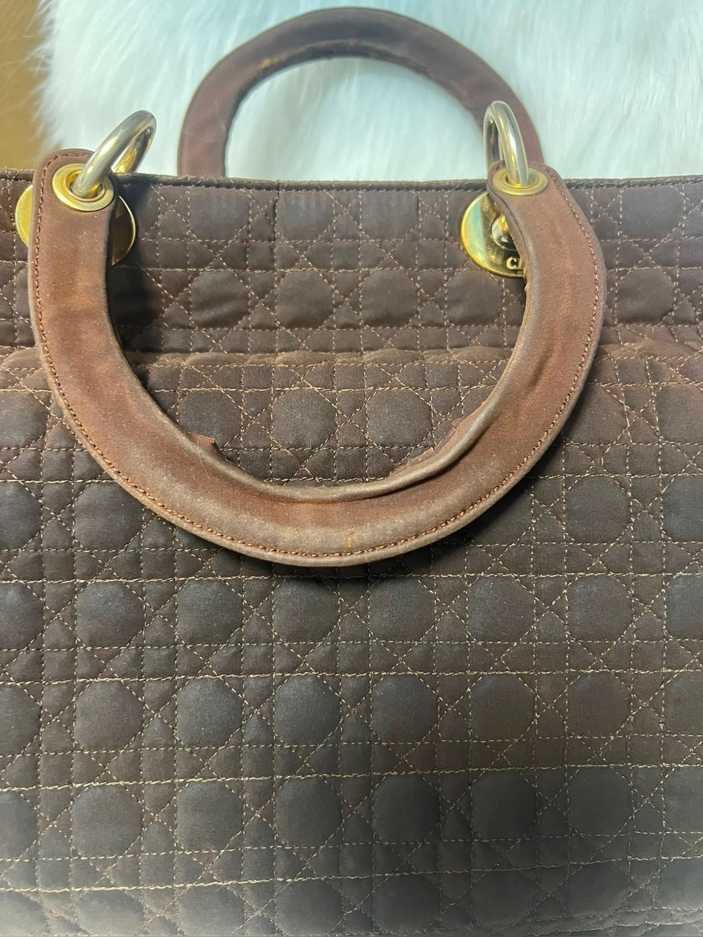Vintage Lady Dior Quilted Black Satchel with Gold Accent Charms - Picture 13 of 16